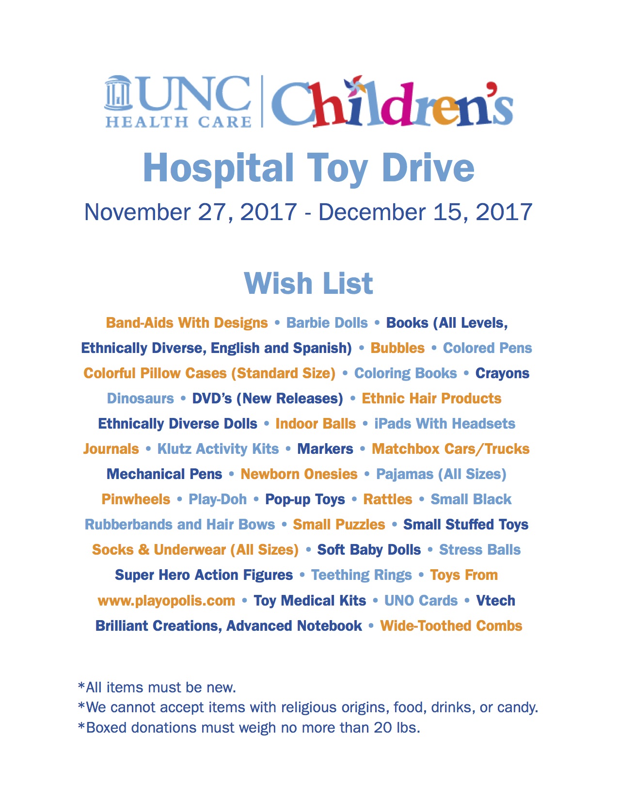 2017 Unc Children S Toy Drive The