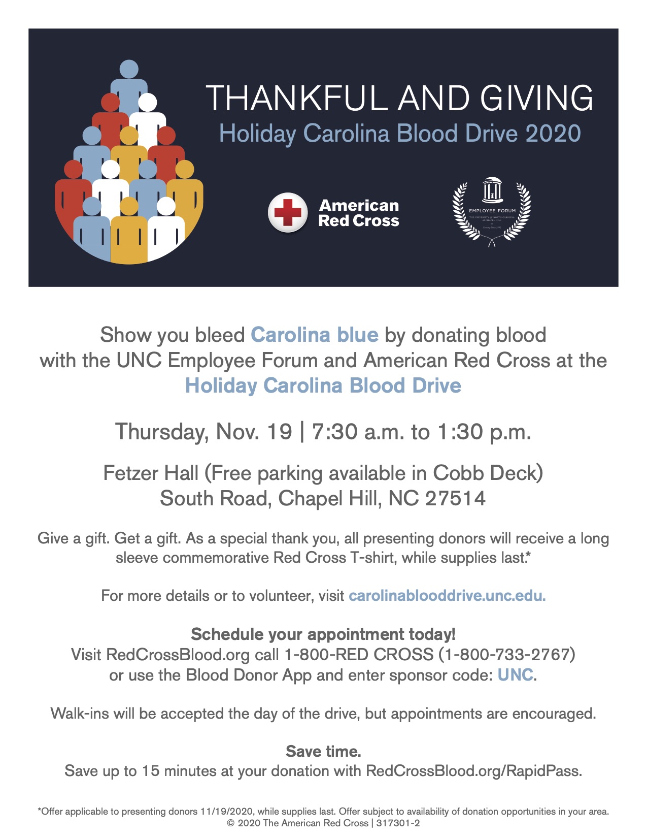 2020 Holiday Carolina Blood Drive Flyer